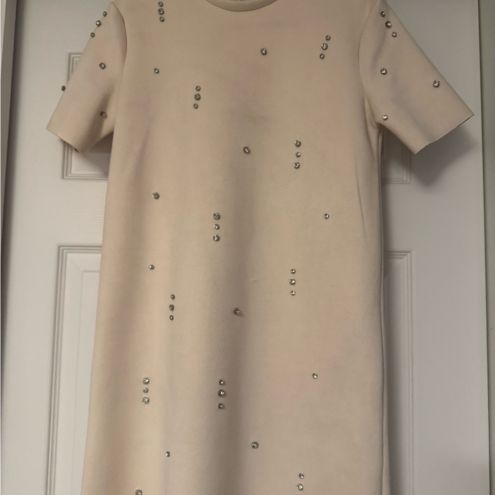 Zara Cream Mini Dress with Silver Accents